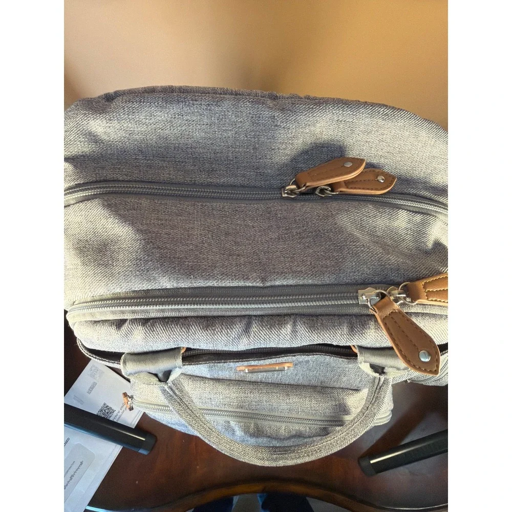 Diaper‎ Bag Backpack Grey Quilted Multi-Pocket Travel Bag with Pacifier Pod